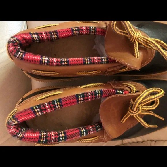 Vintage Land’s End Low Duck Boots Plaid Trim Wool Lining - Size 7 - Picture 4 of 7